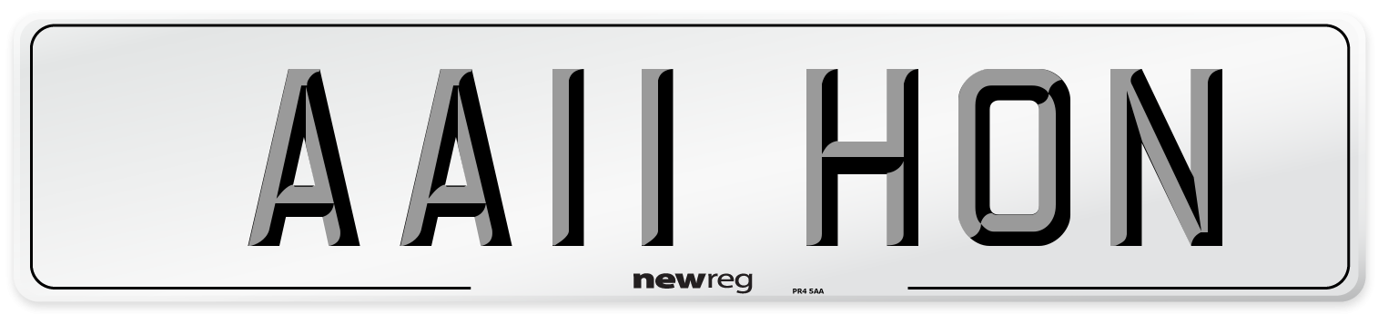 AA11 HON Number Plate from New Reg